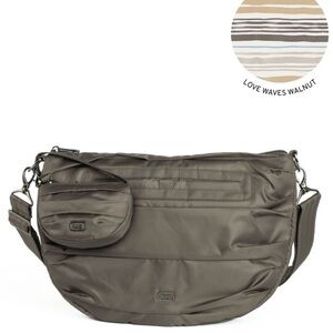 Lug Scuffle Pleated Crossbody Bag in Walnut Brown with Disco Pouch